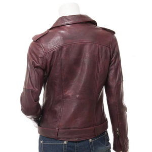 Chaqueta de Motociclista de Cuero Genuino para Mujer, Color Sólido, Cuello Camisero, Manga Larga, Cierre con Cinturón, Estilo Otoñal, Nuevo Color Personalizado - Product Image 2