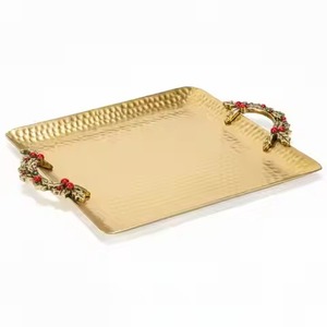 Plateau à chocolat en acier inoxydable de luxe avec finition antique, plateau de service pour desserts, pour une présentation de table haut de gamme - Product Image 1