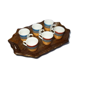 Handmade Wooden Serving Tray for Tea Coffee Snacks Decorative Platter for Home Kitchen <b>Table</b> Decor - Product Image 1