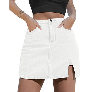 OEM 2026 Skirts for Women <b>Denim</b> Mini Skirt Side Slit With High Waisted Jean Shorts Stretchy Skirt - Product Image 5