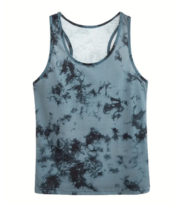 Women's <b>Tie</b> Dye Tank Top Scoop Neck Knitted Breathable Casual Wear Printed <b>Polyester</b> Sleeveless Top - Product Image 1