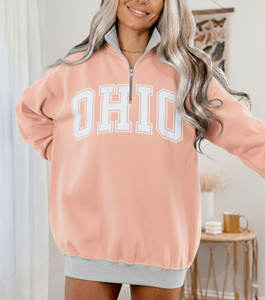 เสื้อพูลโอเวอร์ผู้หญิง ODM ผ้าคอตตอนผสม 100% แขนยาว คอเต่า ซิปครึ่งตัว ขายส่ง เป็นมิตรกับสิ่งแวดล้อม น้ำหนักเบา ผ้าฟลีซสำหรับฤดูหนาว - Product Image 5