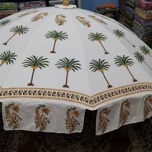 ร่มผ้าฝ้ายพิมพ์ลายด้วยมือ สำหรับชายหาด โรงแรม งานแต่งงาน ขายส่ง ผลิตด้วยมือจากอินเดีย สไตล์โบโฮ สำหรับกันแดดในลานบ้าน ปรับแต่งได้ - Product Image 2