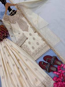 Launching New Designer Solid Party Wear Chinon Silk Reversible <b>Top</b> Plazzo & Dupatta Set - Product Image 4