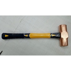 Marteau à pointe croisée en laiton fiable de 500 g, sans étincelle, avec manche en fibre de verre, outil d'atelier à face souple - Product Image 2