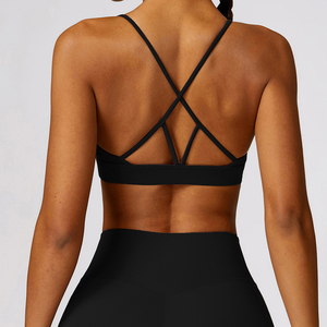Nouveau soutien-gorge de yoga vert uni pour femme, col en V profond, sans coutures, respirant, séchage rapide, maintien élevé, en dentelle - Product Image 6