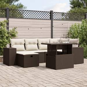 Conjunto de Sofás Modulares Grandes de Ratán Sintético Marrón para Jardín, Elegante Colección de Muebles de Jardín - Product Image 1