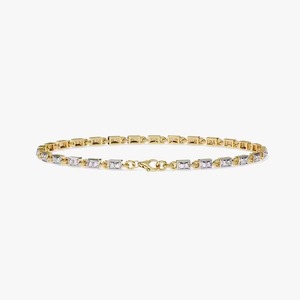 Bracelet en or jaune 10K/14K de luxe avec maillons en forme de boîte et pierres taillées rectangulaires, en acier inoxydable certifié, avec moissanite papillon - Product Image 3
