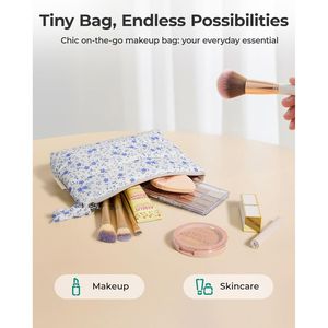 Bolsa de Maquillaje Portátil para Mujer, Pequeña, Resistente al Agua, Organizador de Viaje con Cierre Decorativo, Bolsa y Estuche Cosmético Acolchado - Product Image 3