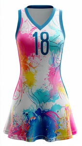 Design Your Own Netball Dress Tops Women Volleyball Dresses With Netball <b>Bibs</b> Heat-Transfer Printed Quick Dry Volleyball Dress - Product Image 2
