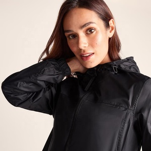Chaqueta Cortavientos con Capucha para Mujer, Cierre de Cremallera, Color Sólido, Ropa de Exterior para Otoño, Exterior de Poliéster - Product Image 2