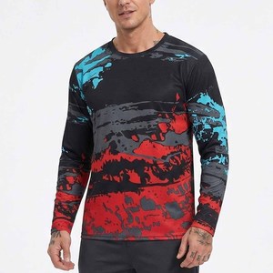 Camiseta de Manga Larga Estampada para Hombre 2025, para Motociclismo y Ciclismo de Montaña, de Secado Rápido y Transpirable, Cuello en V, 100% Poliéster - Product Image 3
