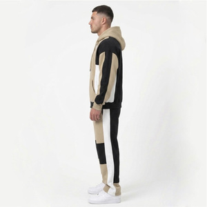 Custom Men's Oversized Drop Shoulder Tracksuit | Tri-Tone Color <b>Block</b> Fleece Jogger Set - Product Image 4