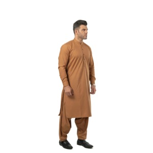 Salwar Kameez pour homme de qualité supérieure, couleur camel, prêt-à-porter, léger, décontracté, pour les fêtes, coupe classique, vêtements islamiques - Product Image 2