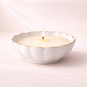 Bol à bougie en céramique à bord festonné, large, à paroi épaisse, résistant à la chaleur, finition brillante, pour une seule mèche, de luxe, réutilisable, pour la décoration intérieure - Product Image 1