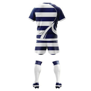 Conjunto de Uniforme de Fútbol para Hombre, Camiseta a Rayas Azul y Blanca de Manga Corta, Poliéster que Absorbe la Humedad, Ajuste Atlético para Todas las Temporadas - Product Image 2