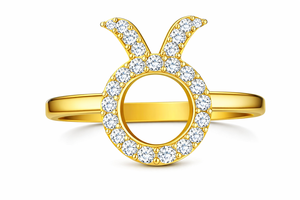 Anillo del Signo Zodiacal Tauro con Diamantes de Oro CZ, Joyería con Piedra de Nacimiento de Abril/Mayo, Regalo de Astrología para Ella - Product Image 5