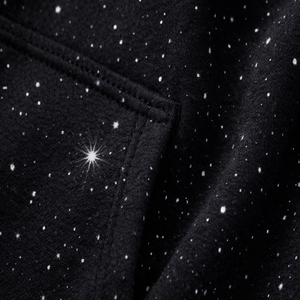 Sweat-shirt à capuche zippé noir pour homme avec strass, en molleton personnalisé, style streetwear décontracté avec poches avant - Product Image 6