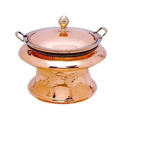 Cacerola Buffet Vintage de Cobre con Revestimiento de Acero Inoxidable, 24 cm, Redonda, Aislada, para Mantener la Comida Caliente, con Tapa y Base - Product Image 3