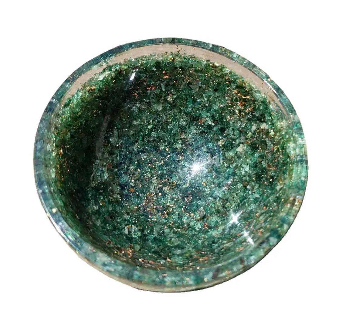 Atacado De Alta Qualidade Natural Verde Jade Pedra Chips Orgone Bowl Para Cura & Decoração Para Casa Da Índia