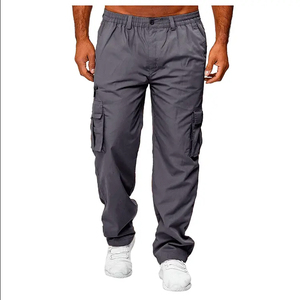 Men's Pants & <b>Trousers</b> Casual Multi-Pocket Loose Straight-Leg Cargo Pants Outdoor <b>Trousers</b> Gym Pants - Product Image 4