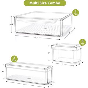 Lot de 10 bacs de rangement transparents en plastique pour réfrigérateur et garde-manger avec couvercles empilables – Kit de boîtes de conservation alimentaire pour cuisine - Product Image 4