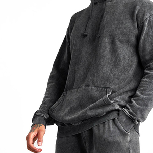 Conjunto Deportivo con Capucha para Hombre, Estilo Vintage, Lavado Ácido, Corte Regular, Top y Pantalón a Juego, Ropa Casual, Estilo Urbano, para Uso Diario - Product Image 4