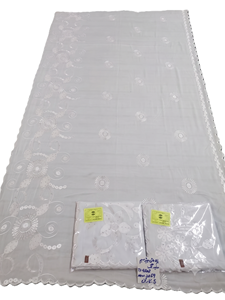 Wholesale Women Cotton Voile Shawl White Floral Embroidered Scalloped Edge Lightweight Soft Breathable Hijab Long Wrap Daily - Product Image 3