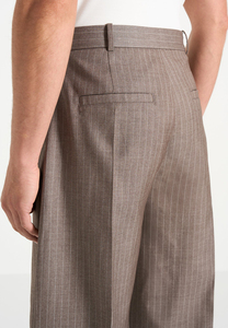 Men's High Waist Pleated Formal Trousers Straight Leg <b>Wool</b> Blend Suit <b>Pants</b> Autumn Wear - Product Image 5