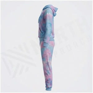 Conjunto de Sudadera con Capucha y Pantalones Deportivos Tie Dye para Mujer, Manga Larga, Cintura Elástica, Color Degradado, Chándal Informal de Primavera, Peso Medio - Product Image 3