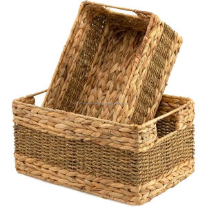 Best Selling <b>Large</b> Handwoven Water Hyacinth Storage <b>Basket</b> With Handles High Quality Sustainable Durable For Bathroom - Product Image 2