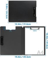 Carpeta Portapapeles A4 Negra Morandi con Logotipo Personalizado, Portaplumas, Clips Metálicos Dobles, Cubierta Plegable de 360 Grados para Estudiantes