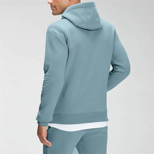 Sweat-shirt à capuche bleu clair pour homme, ensemble de survêtement à manches longues, jogging décontracté avec poches latérales, vêtements d'hiver écologiques et respirants - Product Image 2