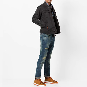 Pantalones Holgados Ajustables para Hombre, de Algodón y Elastano, de Cintura Baja, con Aspecto Desgastado, Estilo Jeans Rectos, Color Lavado - Product Image 1