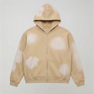 Nouvel ensemble de survêtement pour homme beige tie-dye avec capuche, manches longues, fermeture éclair frontale, pantalon décontracté avec poches latérales, idéal pour l'automne - Product Image 3