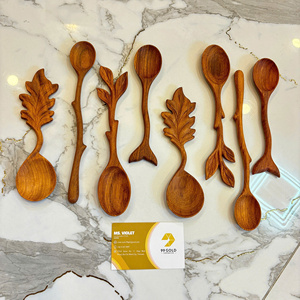 Natural Leaf Shape Wooden Spoon Vietnam Handmade Eco-Friendly Kitchen Utensil Bulk Export Supplier - Product Image 6