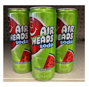 Boissons gazeuses Airheads Pastèque 355ml en canettes - Vente en gros sécurisée pour la distribution au détail à forte rotation pour les jeunes - Product Image 1