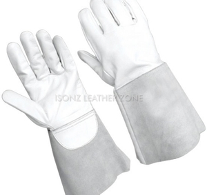 Gants en cuir blanc, longueur poignet, en cuir véritable, pour soudage TIG - Product Image 4