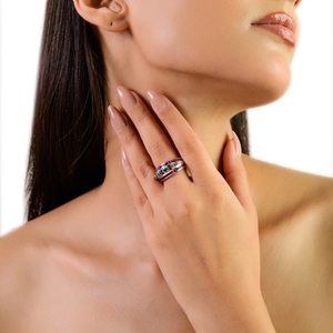 New S925 <b>Silver</b> Classic Dome Band <b>Ring</b> Natural <b>Emerald</b> & Ruby Wholesale Wedding Anniversary Gift Engagement Jewelry for Women - Product Image 4