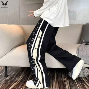 Pantalon de jogging ample pour homme, coupe décontractée, style streetwear, noir et blanc - Product Image 2