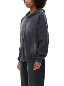 Sudadera con Capucha Unisex Negra, Oversize, con Rayas, de Algodón y Felpa, con Bolsillo Canguro, Estilo Casual Urbano, Transpirable para Invierno - Product Image 6