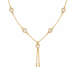 Collar de Cadena Larga con Colgante de Corazón en Acero Inoxidable Chapado en Oro para Mujer, Moderno y Elegante - Product Image 1