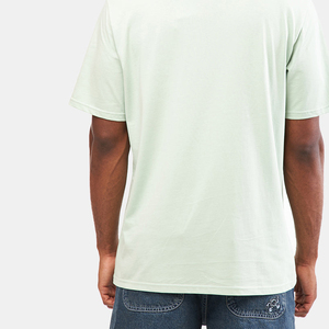 T-shirt décontracté pour homme, vert clair, manches courtes, col rond, coupe classique, en jersey de coton tricoté, design uni - Product Image 2