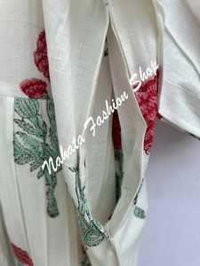 เดรสมินิสำหรับผู้หญิงชุดเดรสมินิแขน3/4มีสายผูกคอตตอนพิมพ์ลายดอกไม้มาใหม่ฤดูร้อน - Product Image 3