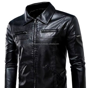 Veste en cuir de haute qualité logo personnalisé à la mode à prix de vente entier vêtements coupe-vent veste en cuir robuste pour hommes - Product Image 1