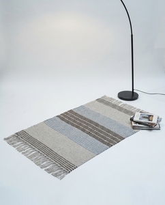Handwoven Cotton Indigo Modern Non-Slip Rug Geometric Stripes Wholesale for Living Room Bedroom Home Decor - Product Image 2