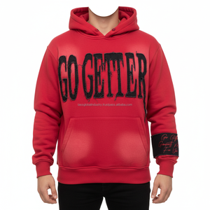 Sweat à capuche unisexe entièrement zippé, style streetwear, coupe oversize, broderie effet usé, personnalisable, vente en gros OEM - Product Image 6