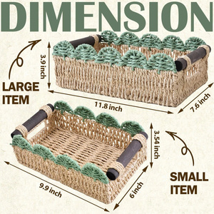 Set of 2 seagrass rectangle scalloped serving tray made in Vietnam with wholesale price - Product Image 5
