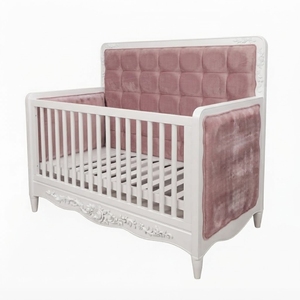 Cuna para Bebé Tallada a Medida, Fabricada en Indonesia con Tela de Terciopelo AQM0111 - Product Image 1