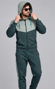 Ensemble de survêtement pour homme à capuche, color block, manches longues, fermeture éclair frontale, décontracté, respirant, imprimé, streetwear, en coton, pour l'hiver - Product Image 3